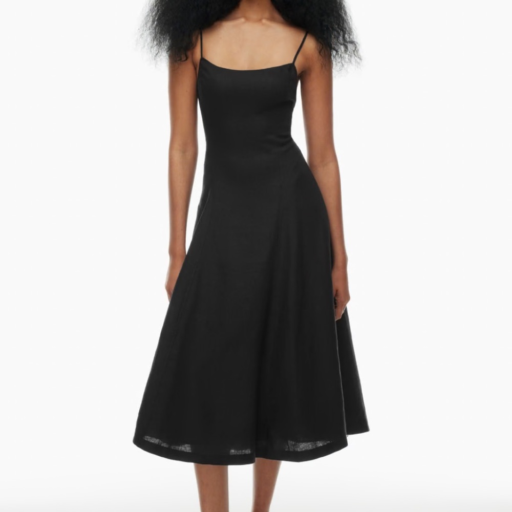 Aritzia Wilfred Black Finery Linen Midi Dress 0